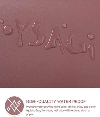 Large Non-Slip Leather Desk Pad - Waterproof Laptop and Keyboard Mat, Table Protector Blotter, Ideal for Office, Home, and Decor (Dark Pink, 35.4" x 17")