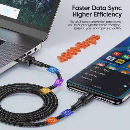 USB Type-C Fast Charging Cable for iPhone 15/14/13/12/11, Huawei P40/P30, Realme, Oppo, OnePlus, and Power Banks